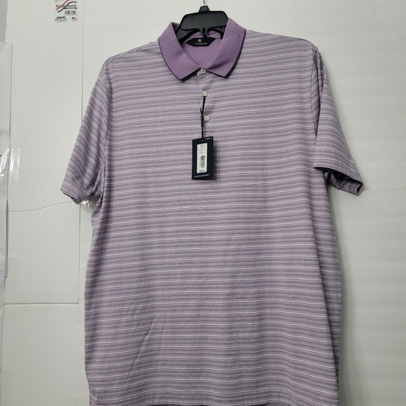 Hart Schaffner Marx Short Sleeve Shadow Stripe Polo Lavender Size XL - Picture 4 of 6